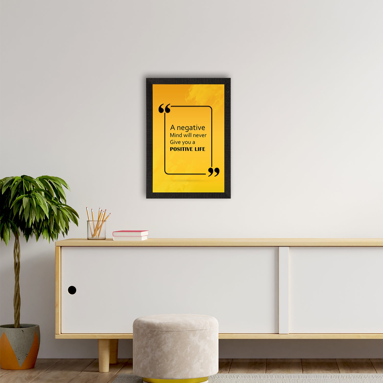 "Positive Life" Motivational Quote Satin Matt Texture UV Art Painting 2