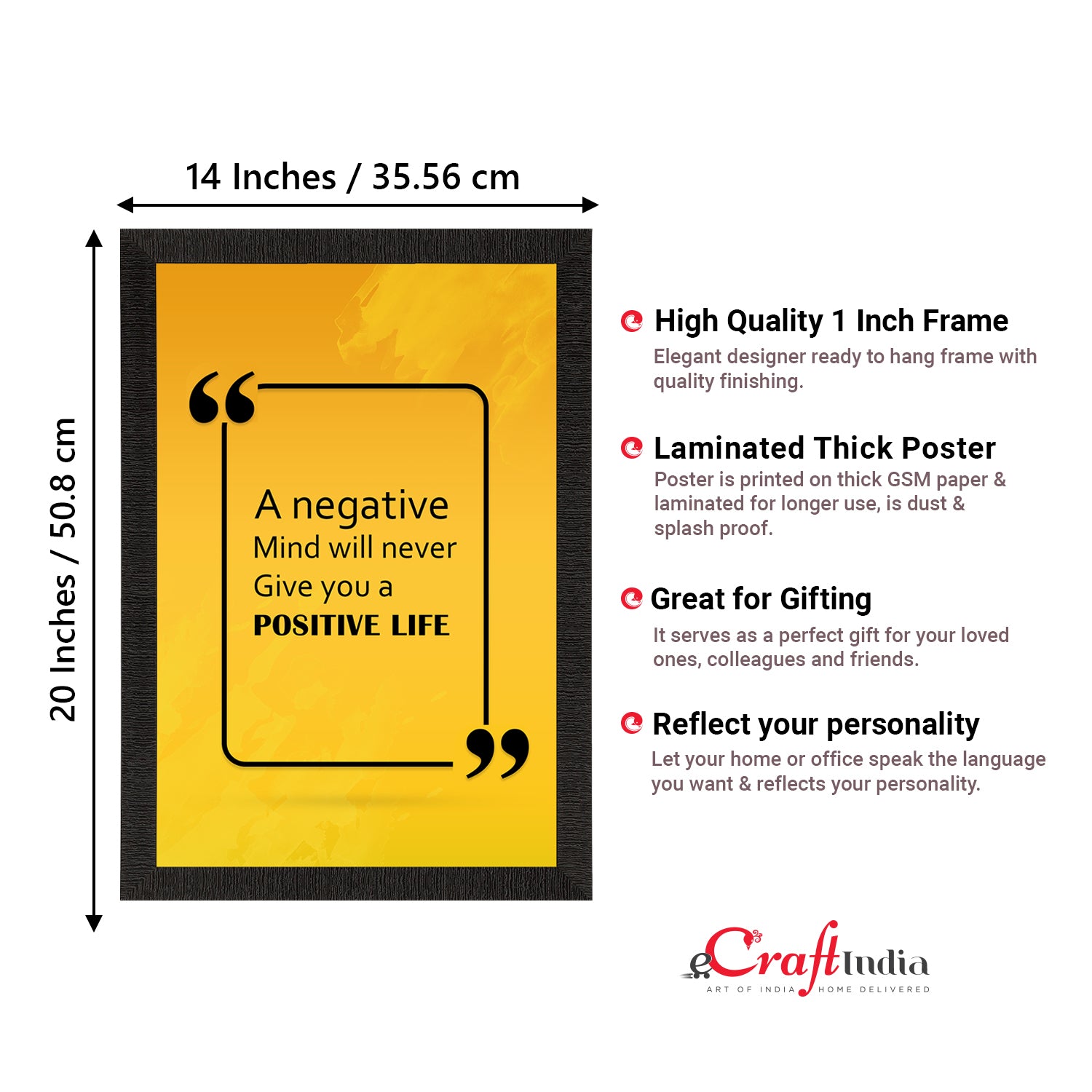 "Positive Life" Motivational Quote Satin Matt Texture UV Art Painting 3