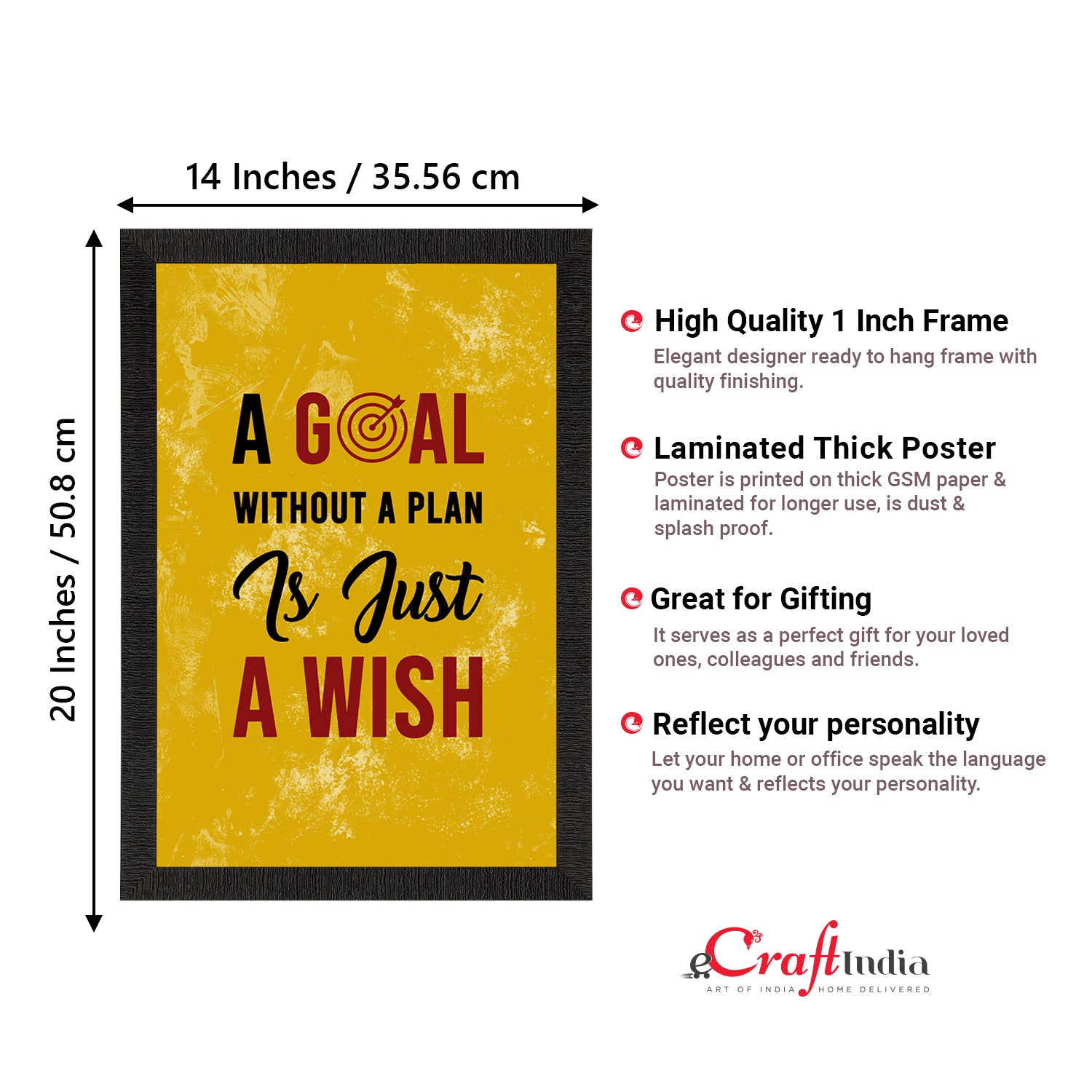 "A Goal without a Plan" Motivational Quote Satin Matt Texture UV Art Painting 3