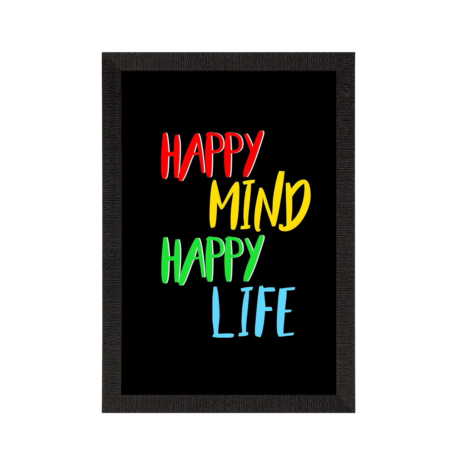 "Happy Mind Happy Life" Motivational Quote Satin Matt Texture UV Art Painting