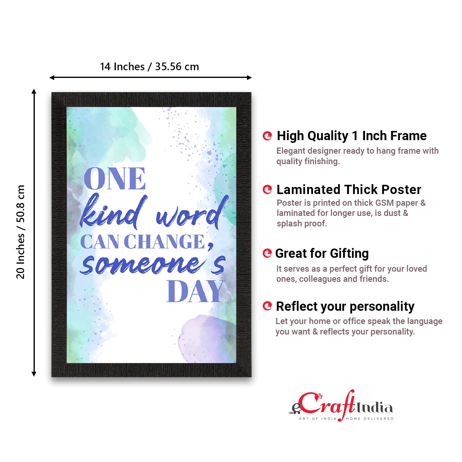 "One kind word can change someone's day" Motivational Quote Satin Matt Texture UV Art Painting 3