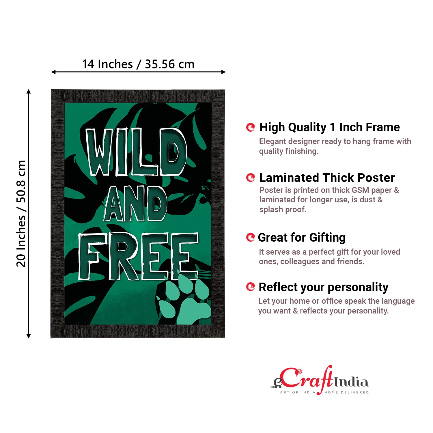 "Wild and Free" Quirky Quote Satin Matt Texture UV Art Painting 3