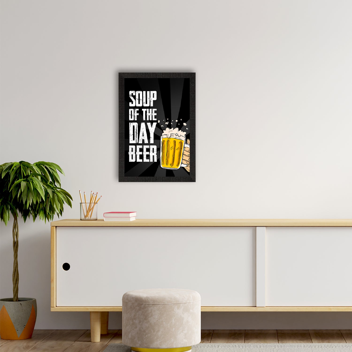 "Soup of the Day - Beer" Quirky Quote Satin Matt Texture UV Art Painting 2