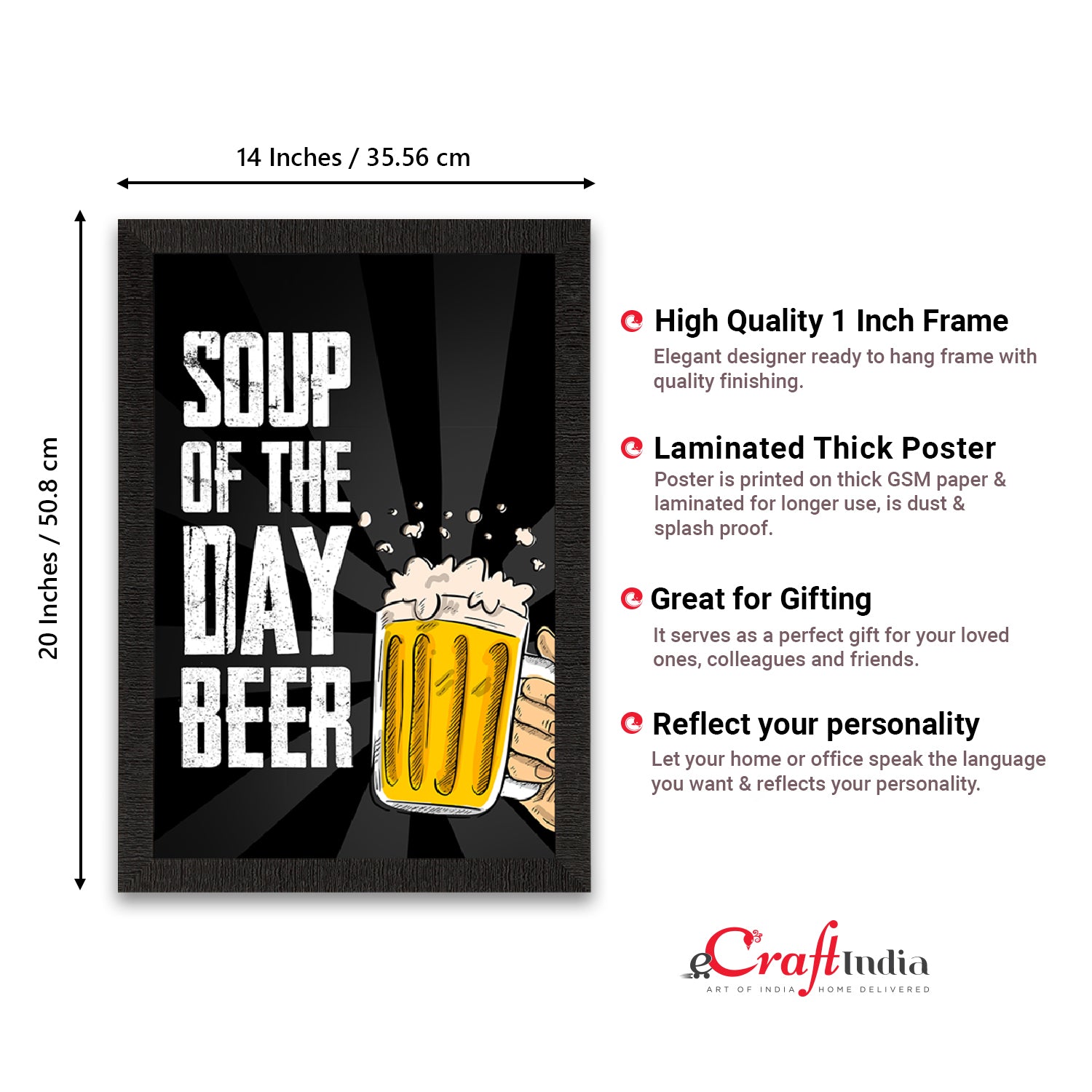 "Soup of the Day - Beer" Quirky Quote Satin Matt Texture UV Art Painting 3