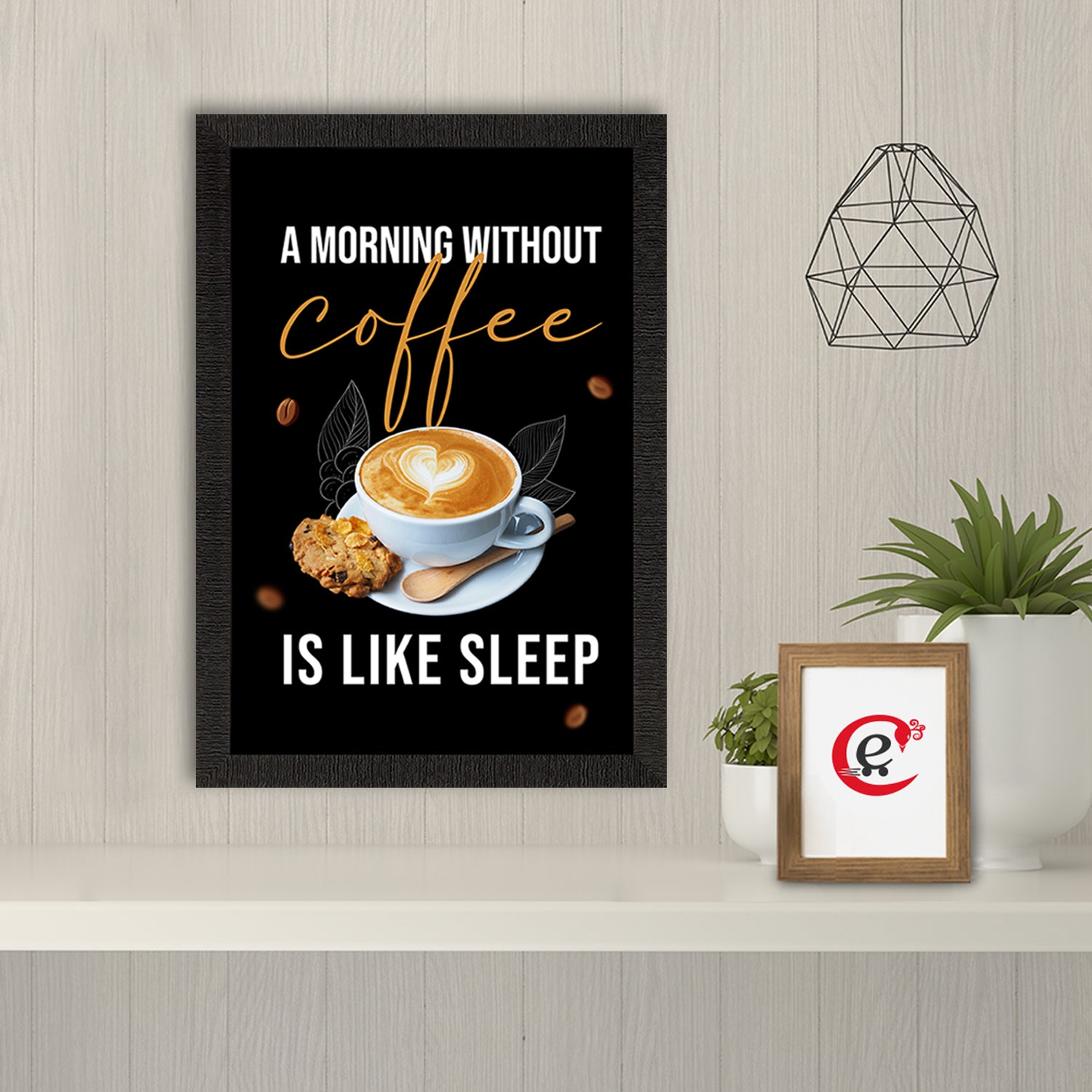 "A Morning without Coffee" Quirky Quote Satin Matt Texture UV Art Painting 1