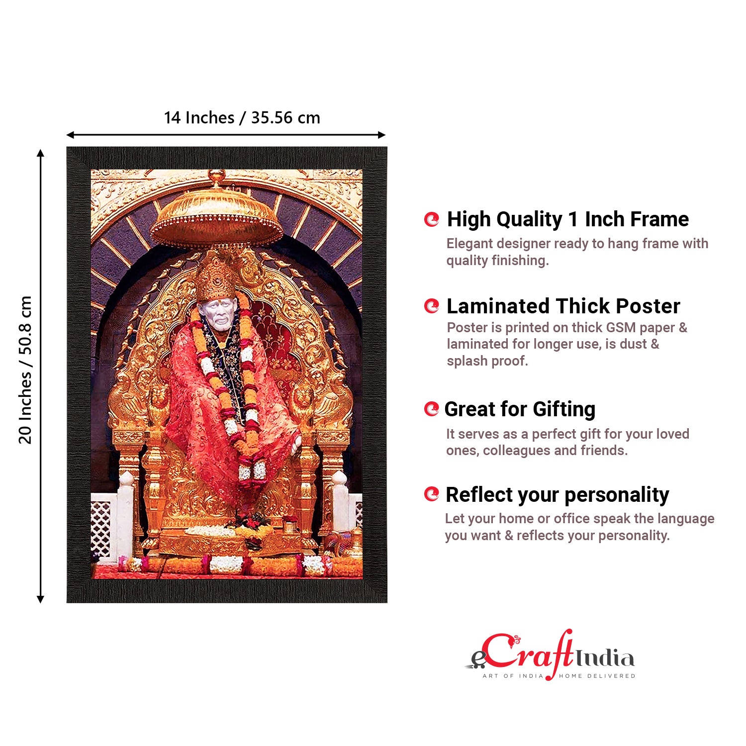 Shirdi Sai Baba Satin Matt Texture UV Art Painting 3