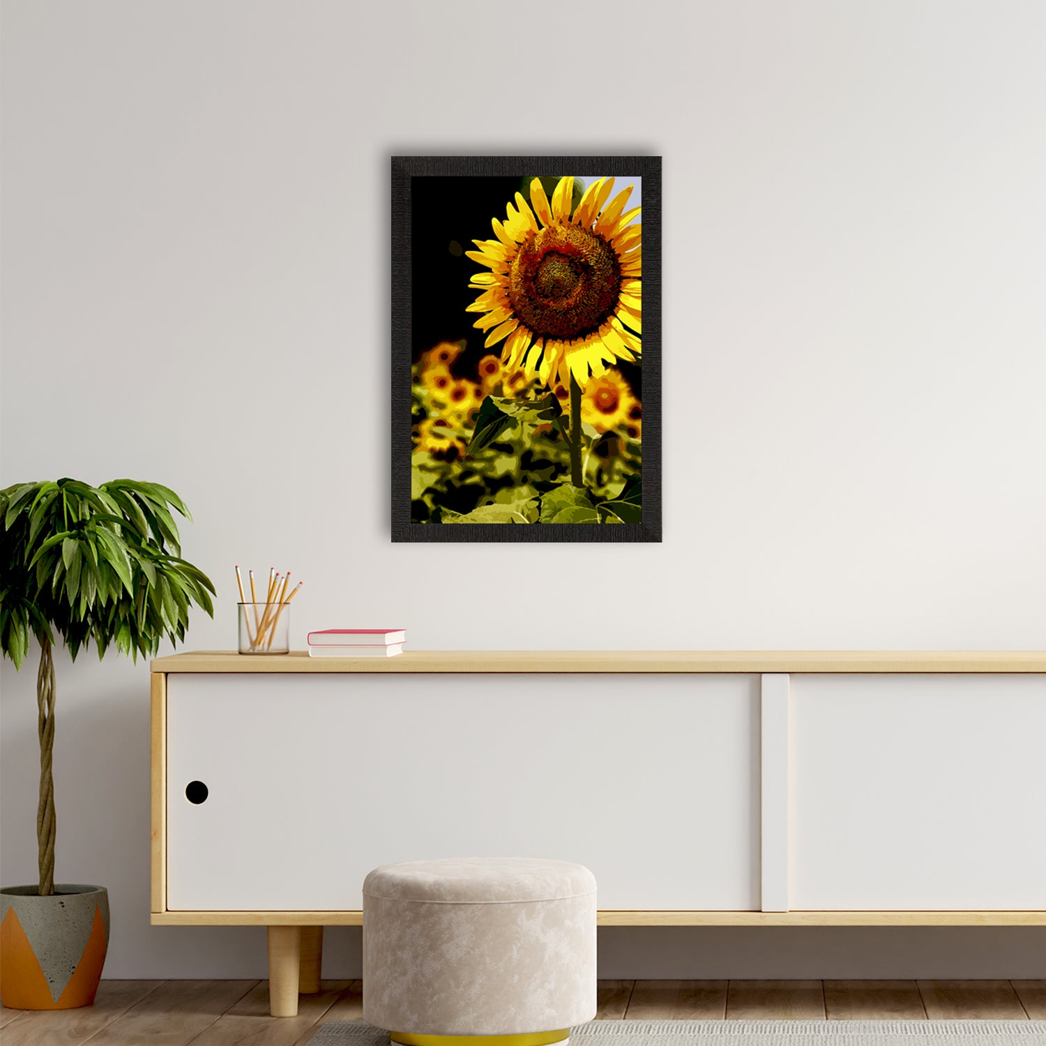 Sunflower on Sunny Say Satin Matt Texture UV Art Painting 1