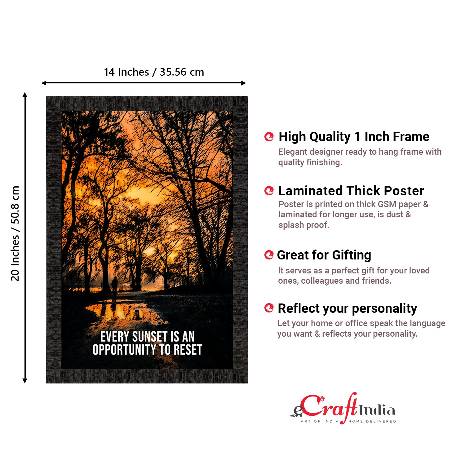 "Every Sunset is an Opportunity to reset" Satin Matt Texture UV Art Painting 3