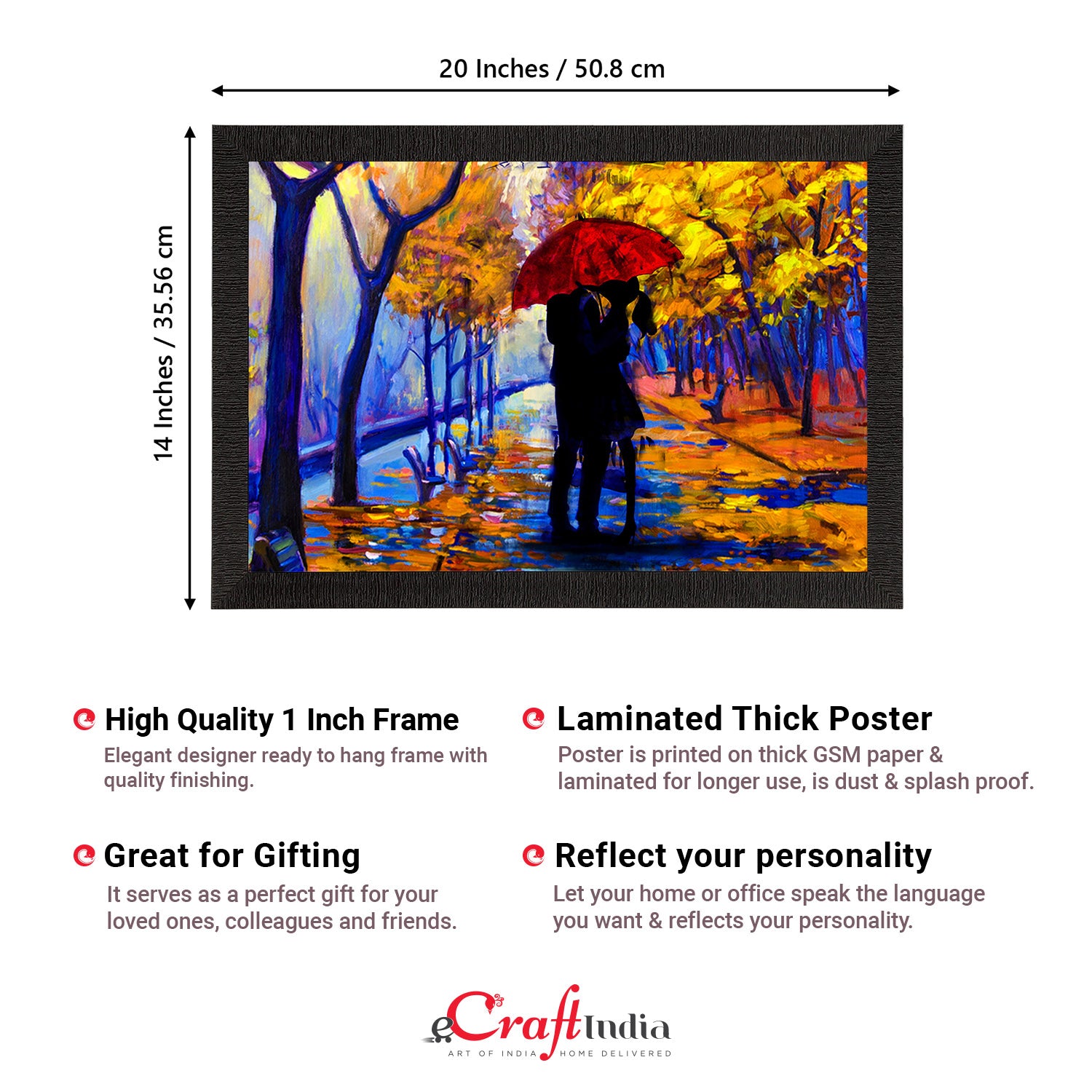 Romantic Couple Under Umbrella Love Theme Satin Matt Texture UV Art Painting 3