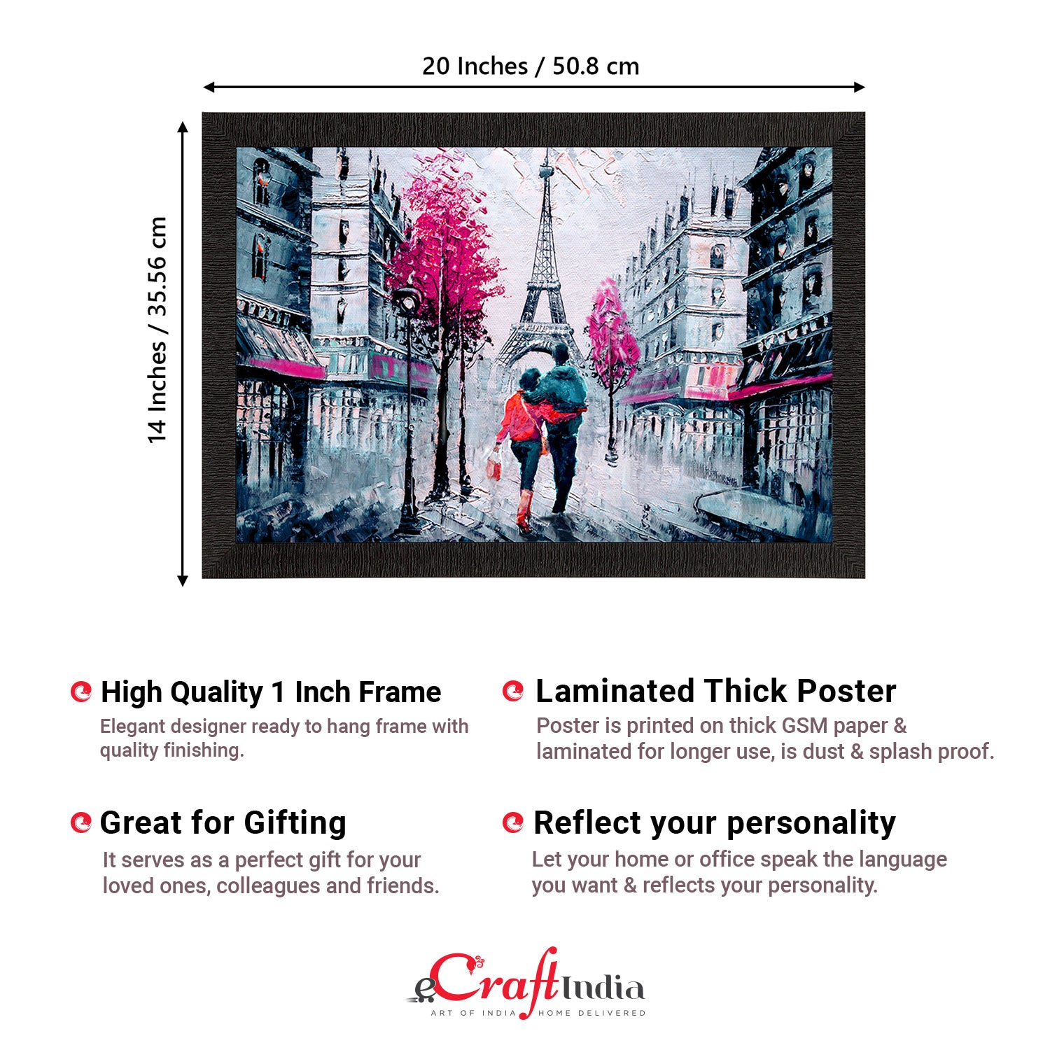 Romantic Couple In Front of Eiffel Tower Valentine Theme Satin Matt Texture UV Art Painting 3