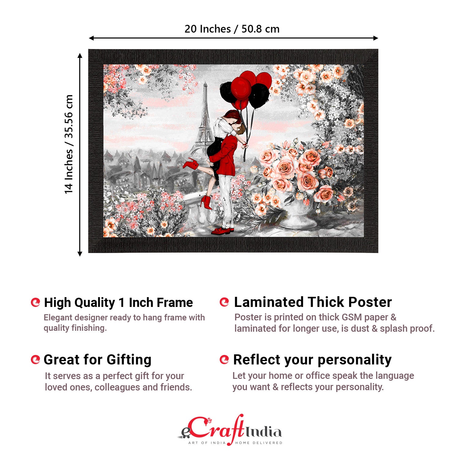 Kissing Romantic Couple In Front of Eiffel Tower Valentine Theme Satin Matt Texture UV Art Painting 3