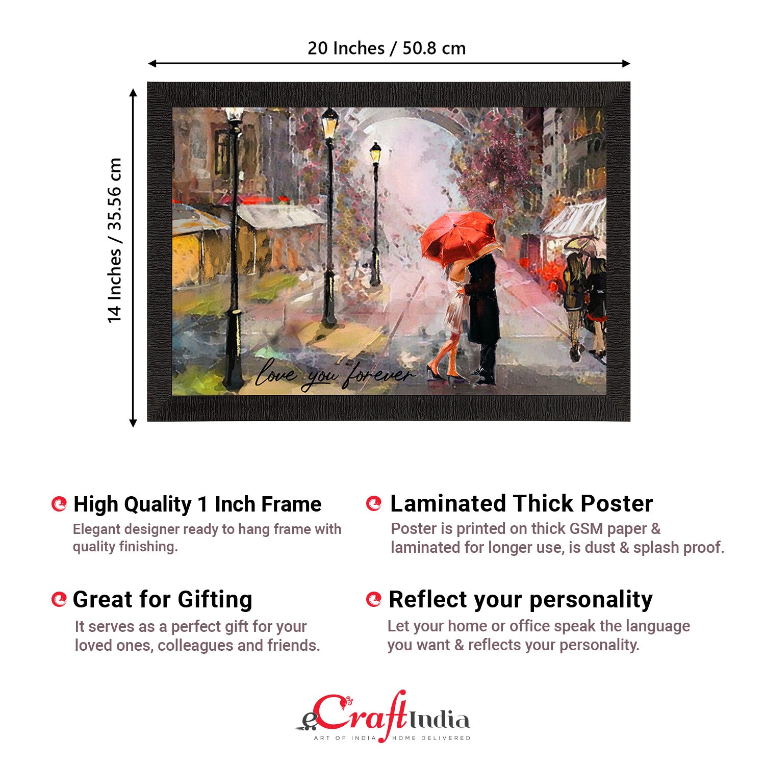 Romantic Couple Under Umbrella Love Theme Satin Matt Texture UV Art Painting 3