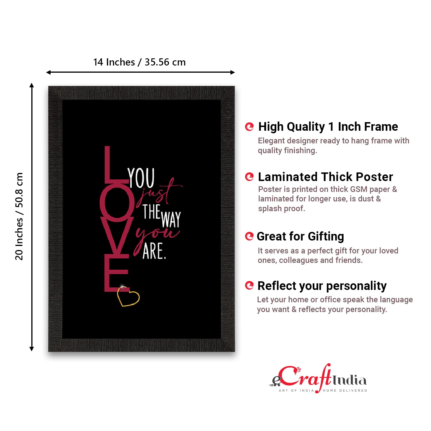 "Love you just the way you are" Quirky Quote Satin Matt Texture UV Art Painting 3