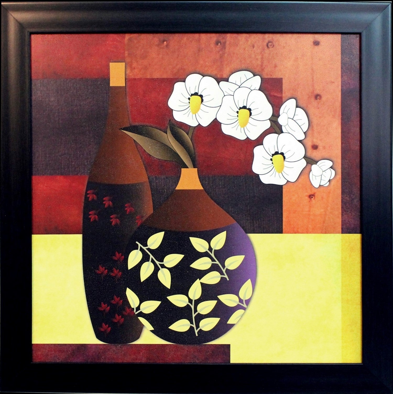 Abstract Pot and Flower Theme Satin Matt Texture UV Art Painting