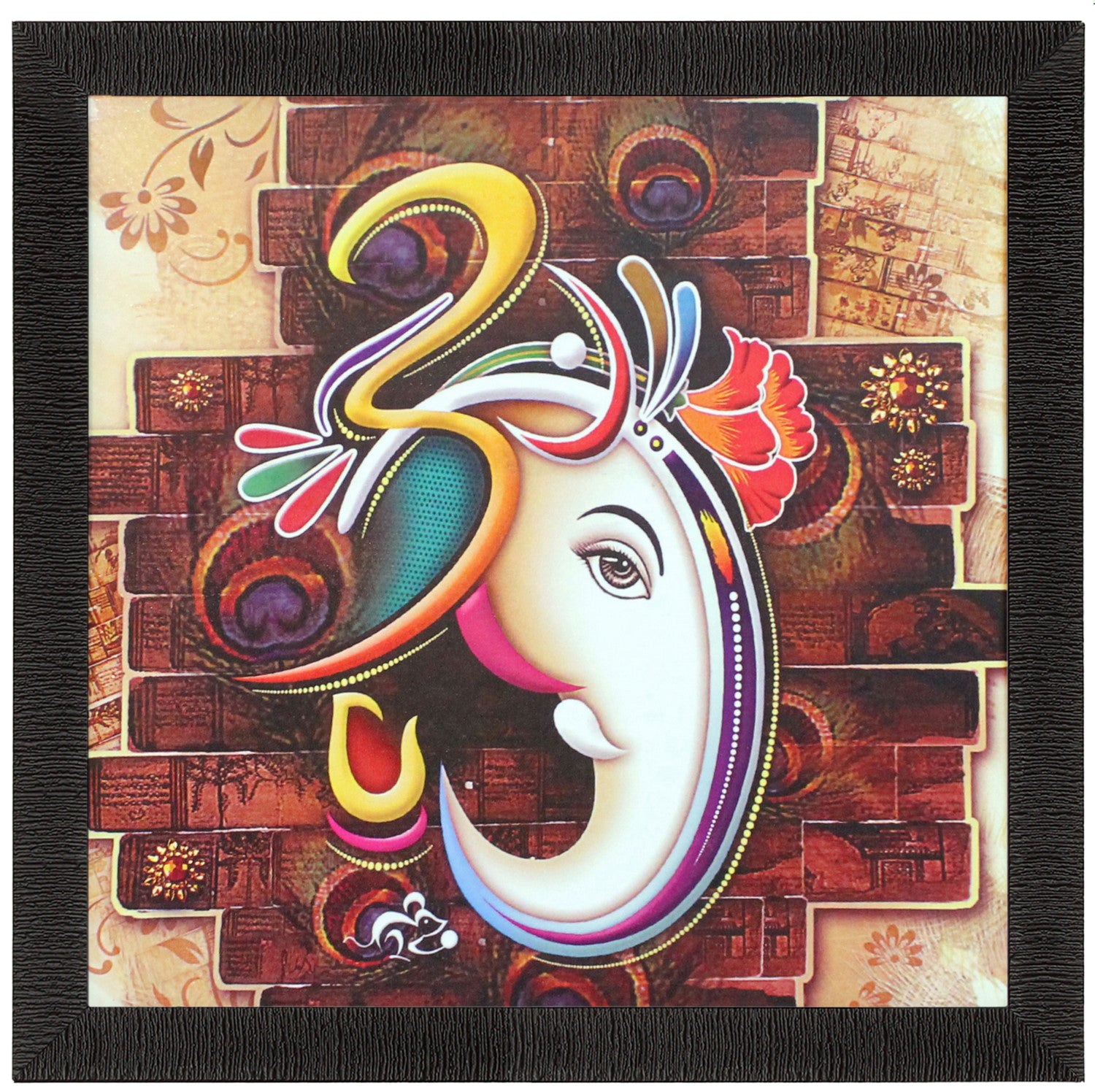 Om Ganesha Design Satin Matt Texture UV Art Painting