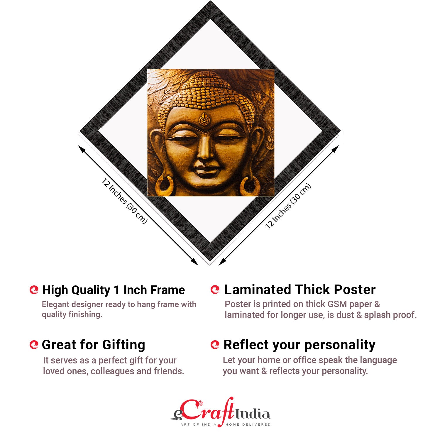 Face Of Lord Buddha Painting Digital Printed Religious Wall Art 2
