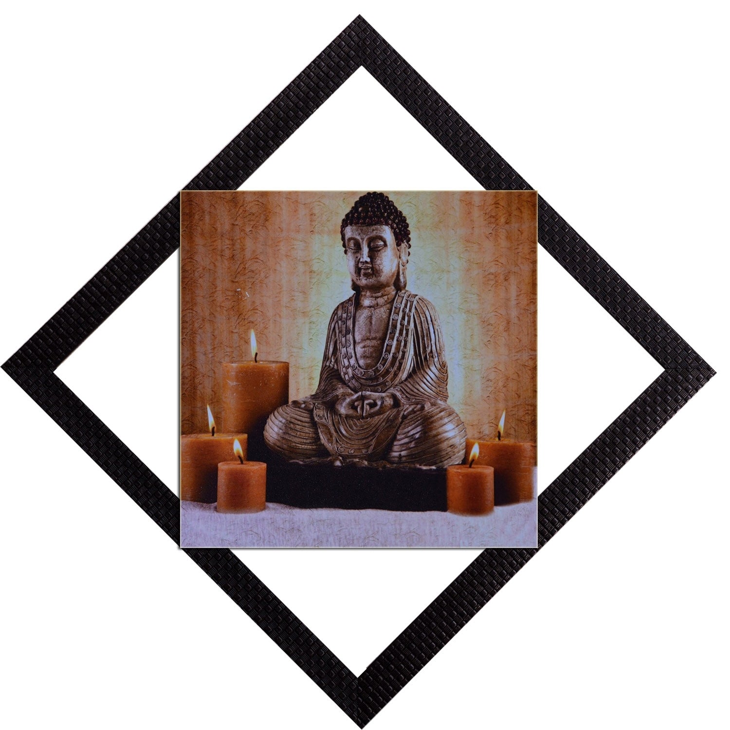 Lord Buddha With Candles Satin Matt Texture UV Art Painting