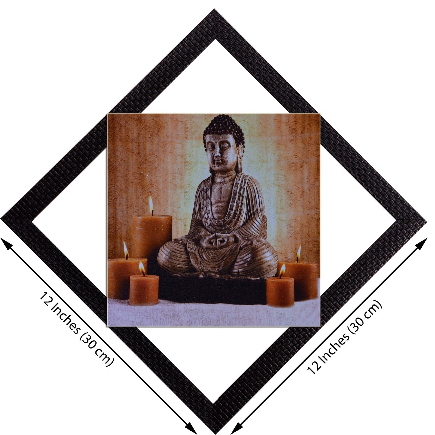 Lord Buddha With Candles Satin Matt Texture UV Art Painting 2