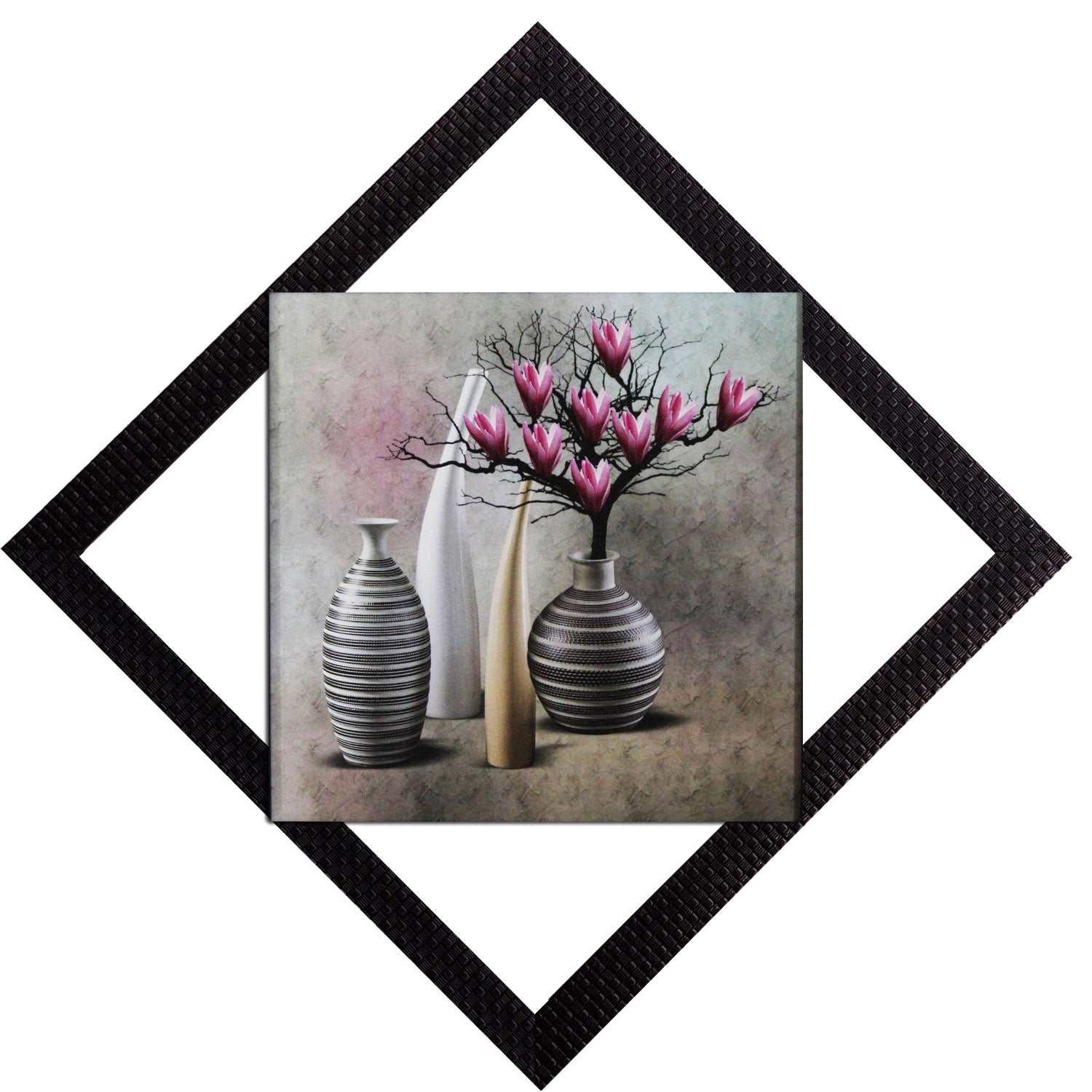 Vases With Flowers Satin Matt Texture UV Art Painting