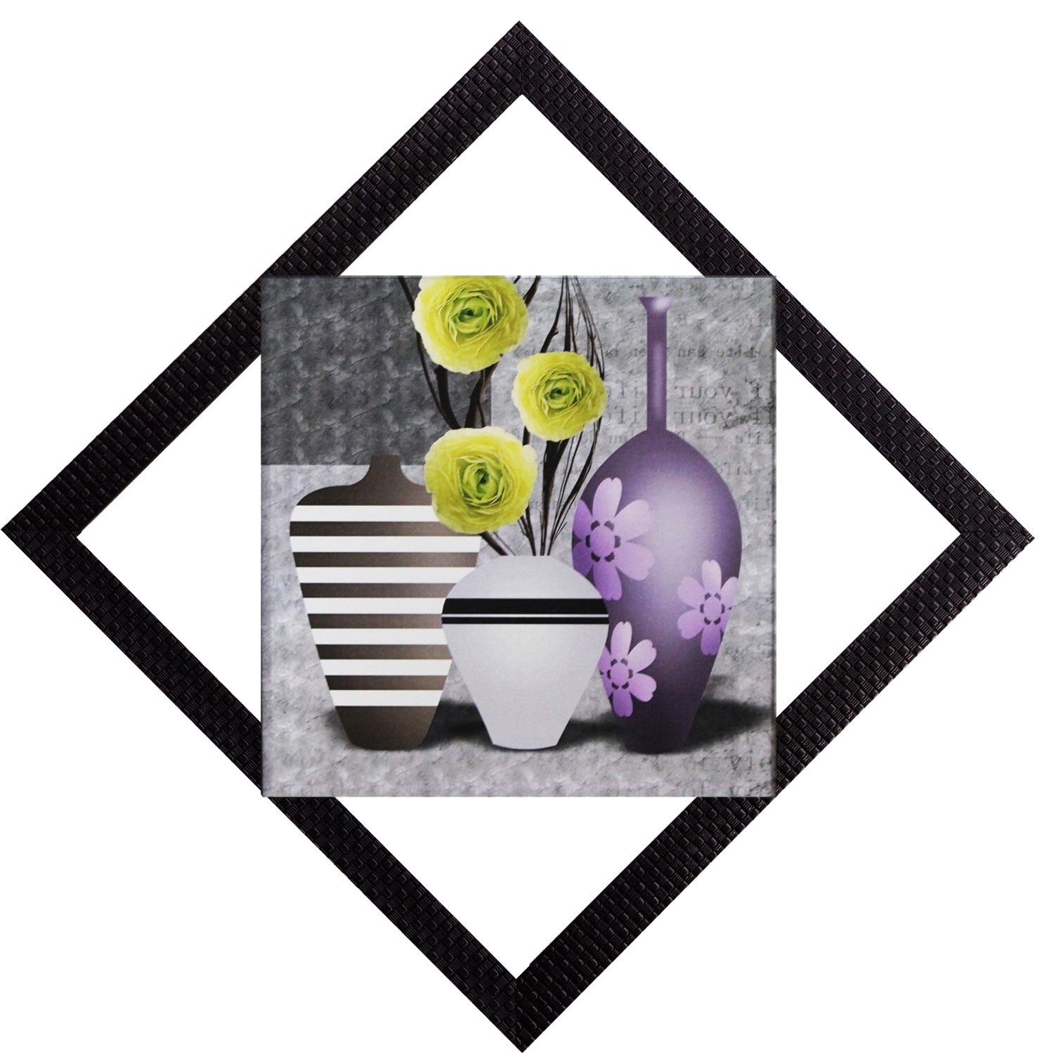 White & Purple Vases Satin Matt Texture UV Art Painting