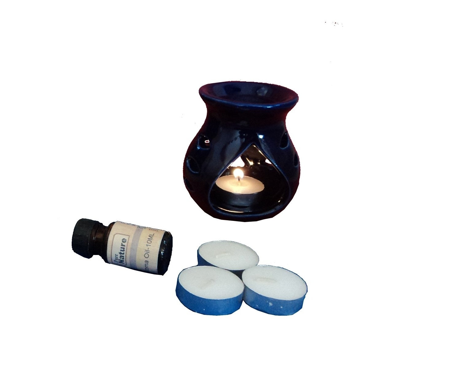 Aroma Burner Set With Lavender Aroma Oil And 4 Tea Light Candles 1