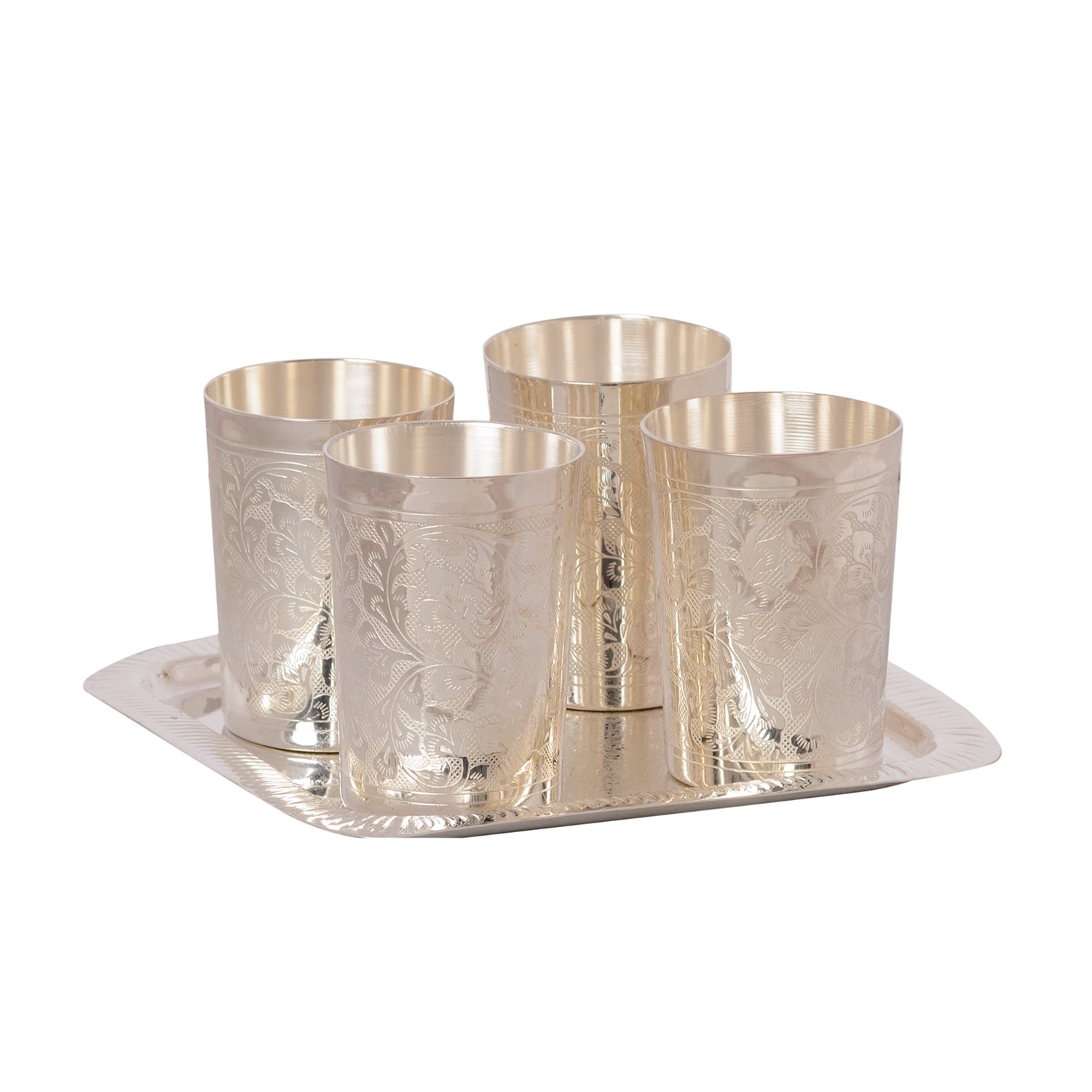 German Silver Glass Set of 4 with Velvet Box 3