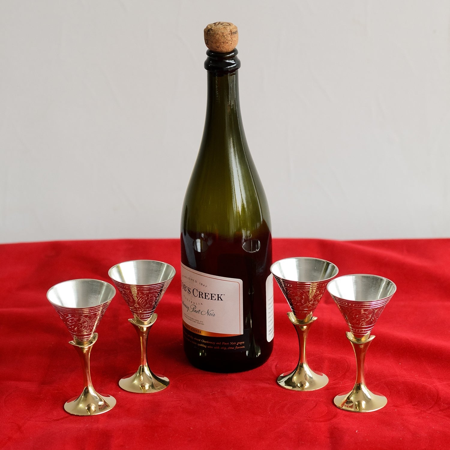 German Silver Wine Glass Set of 4 with Luxury Velvet Box