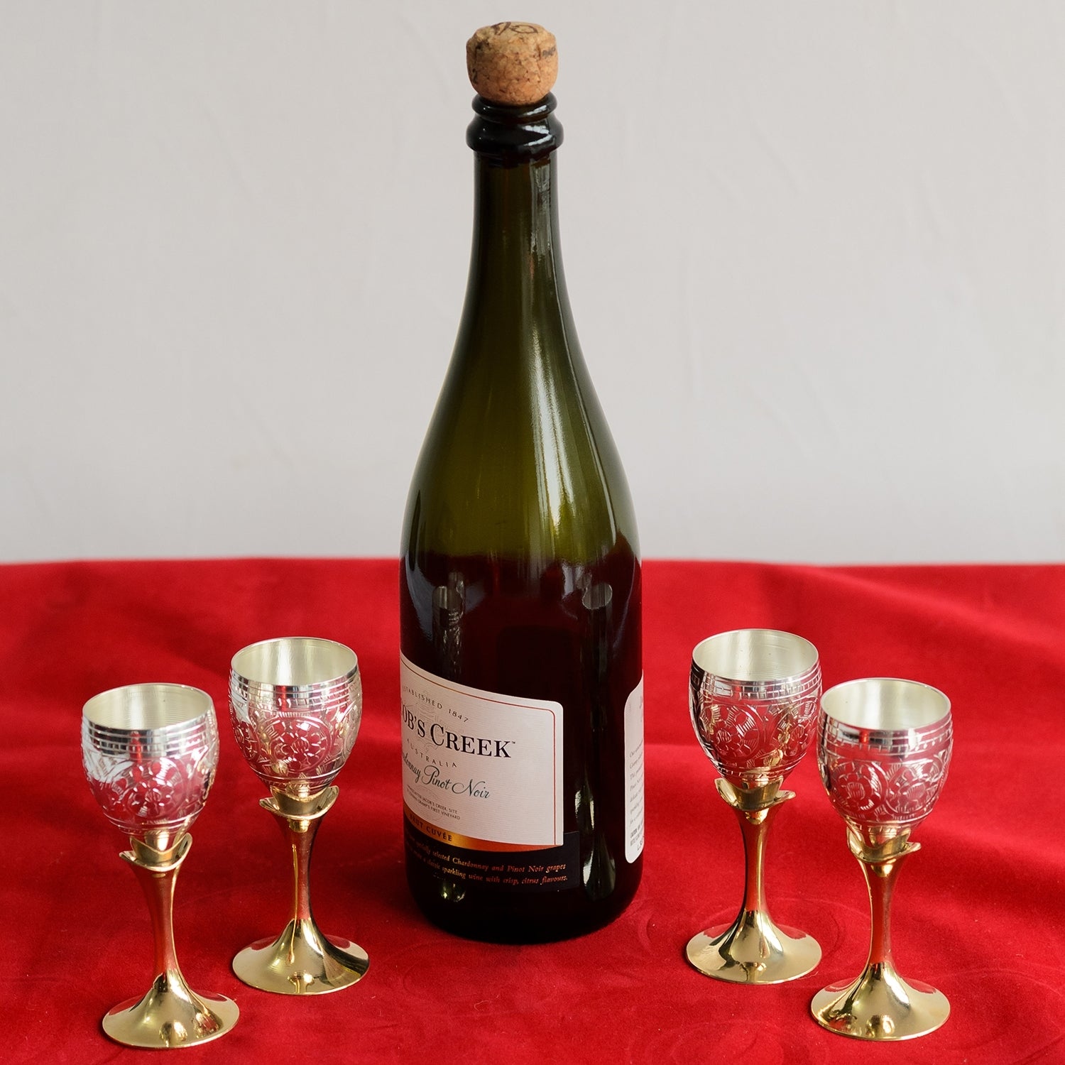 German Silver Wine Glass Set of 4 with Velvet Box