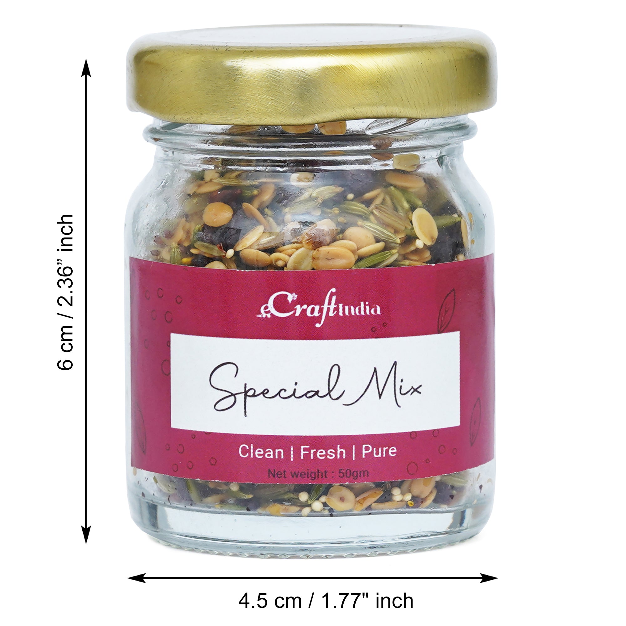 eCraftIndia The Marvellous Gift Box - Polyresin Chaturbhuj Lord Ganesha Idol, 3 Jars of Sugar Coated Saunf, Nazarana Mix, Special Mix Mukhwas (30gms Each), Super Calm Hand Poured Soya Wax Candle 3