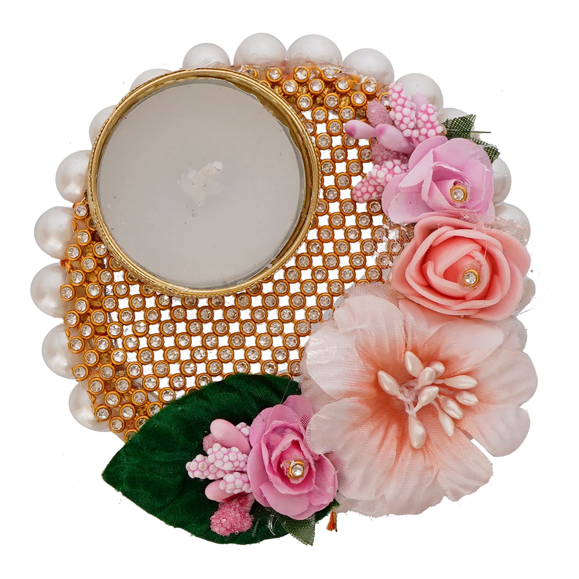 Decorative Handcrafted Pink Floral Tea Light Holder 5