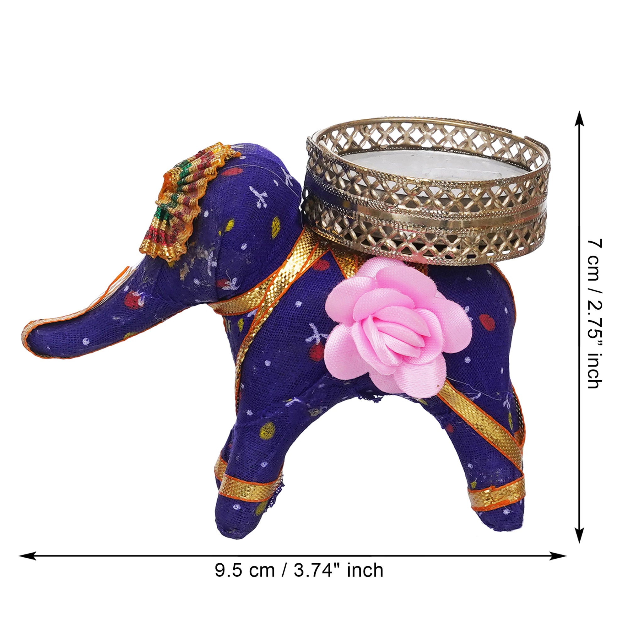 eCraftIndia Pink and Purple Elephant Decorative Tea Light Candle Holders (Set of 2) 3