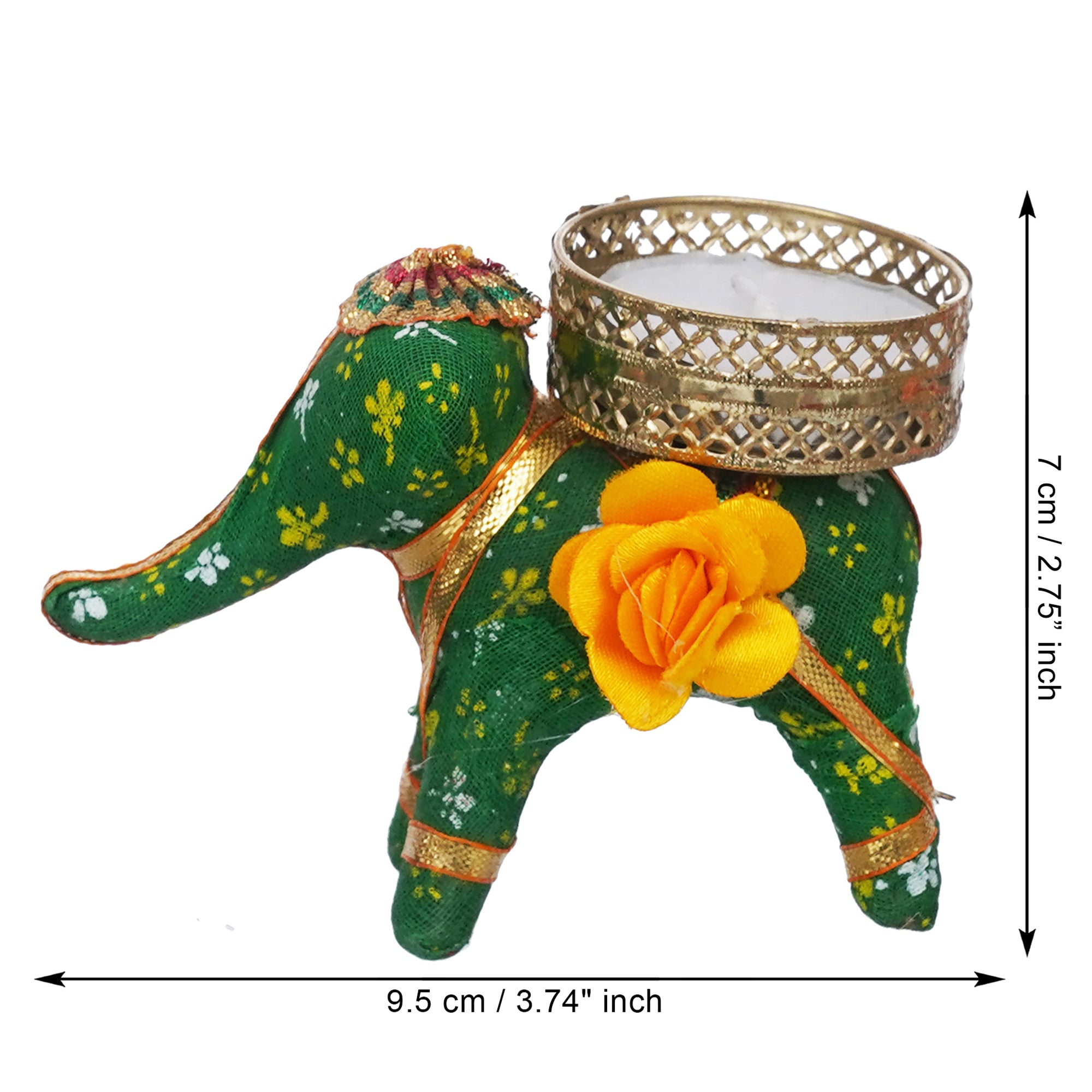 eCraftIndia Red and Green Elephant Decorative Tea Light Candle Holders (Set of 2) 3