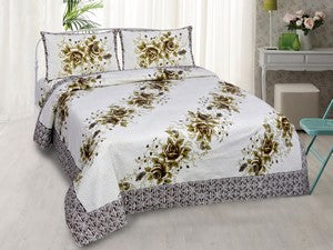180 TC Pure Cotton Premium Double Bed King Size Floral Bedsheet (100In x 108 In) with 2 pillow cover - Green