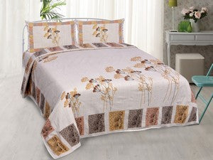 180 TC Pure Cotton Premium Double Bed King Size Floral Design Bedsheet (100In x 108 In) with 2 pillow cover - Yellow and Orange
