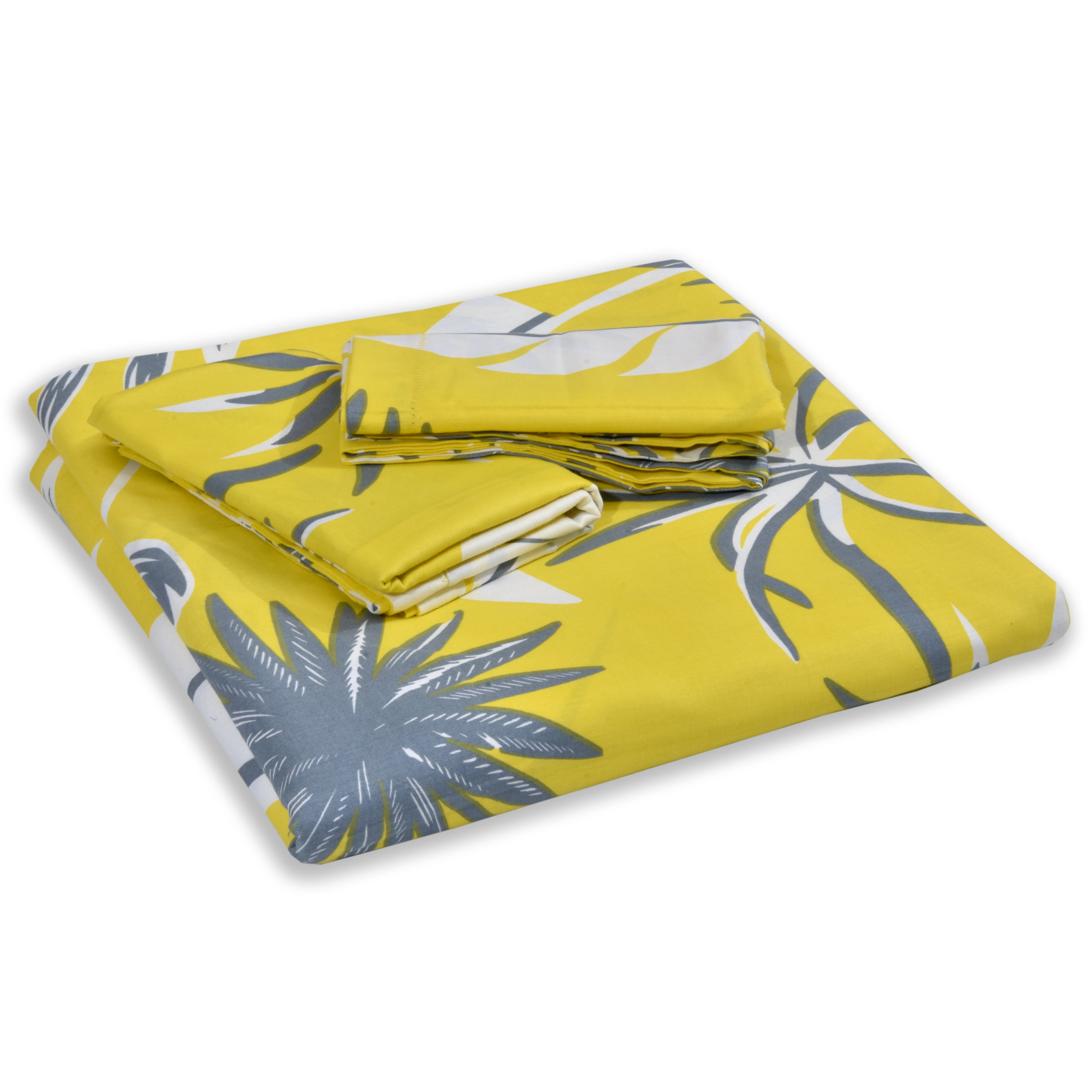 250 TC Pure Cotton Floral Print Premium Double Bed Bedsheet (100 In x 108 In) with 2 pillow cover - Yellow 4
