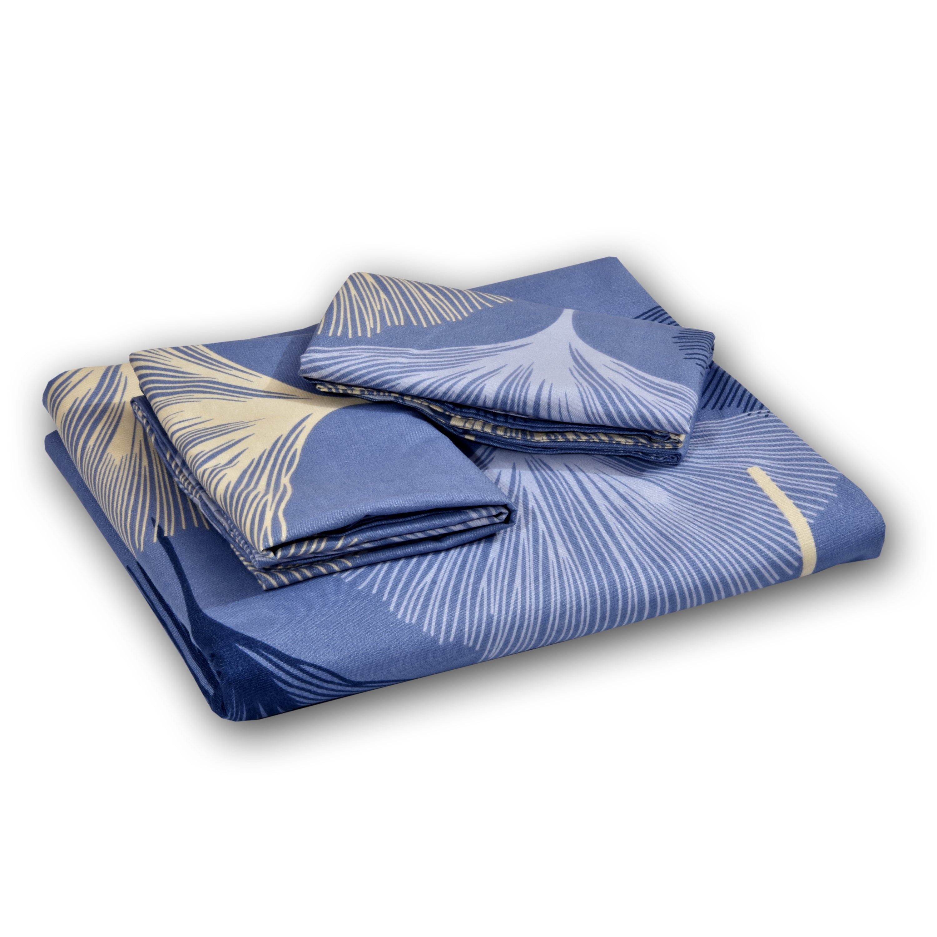 140 TC Glace Cotton Double Bed Blue Abstract Design Bedsheet (90 In x 100 In) with 2 pillow cover 1