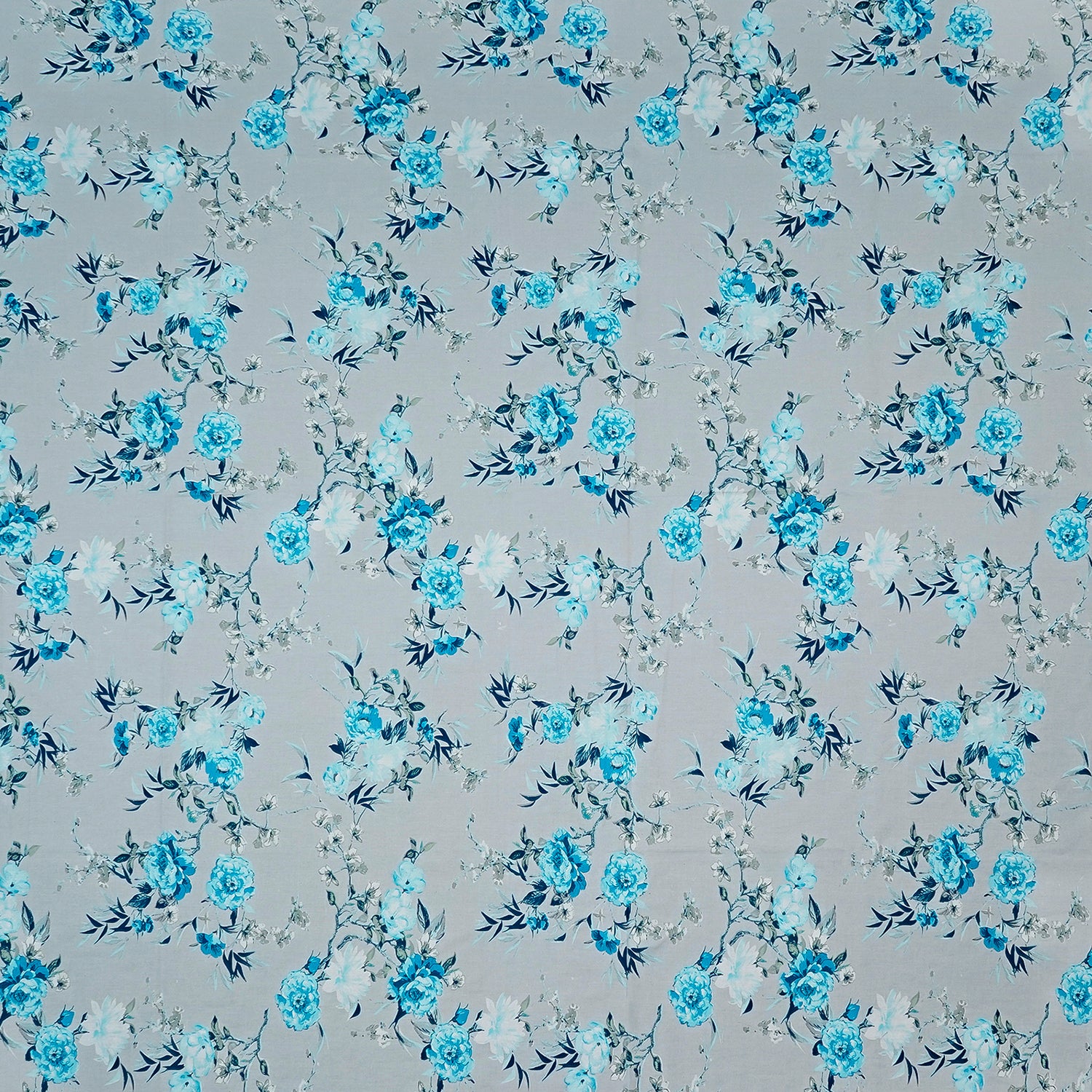Blue Floral Print 144 TC Cotton Double Bedsheet (90" x 108") with 2 pillow cover 5