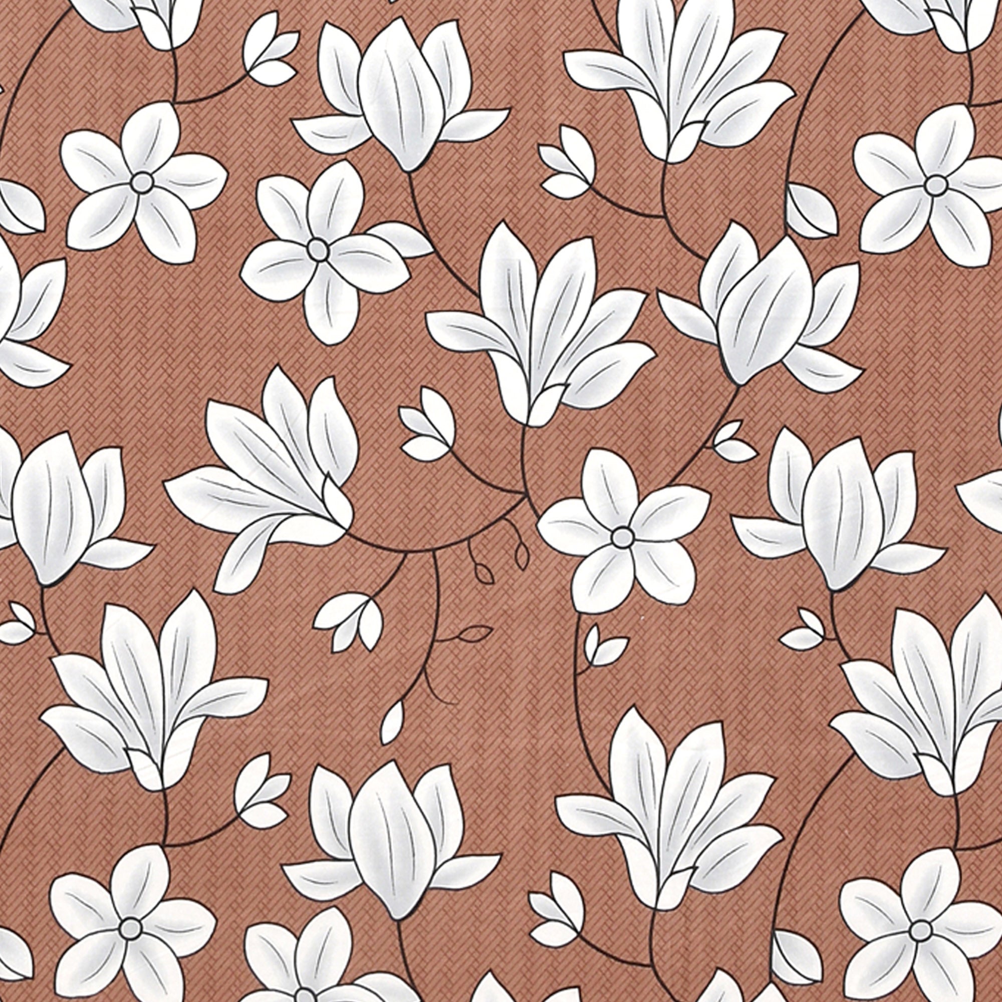 eCraftIndia 250 TC Brown & White Flowers Printed Cotton Double Bedsheet With 2 Pillow Covers 5