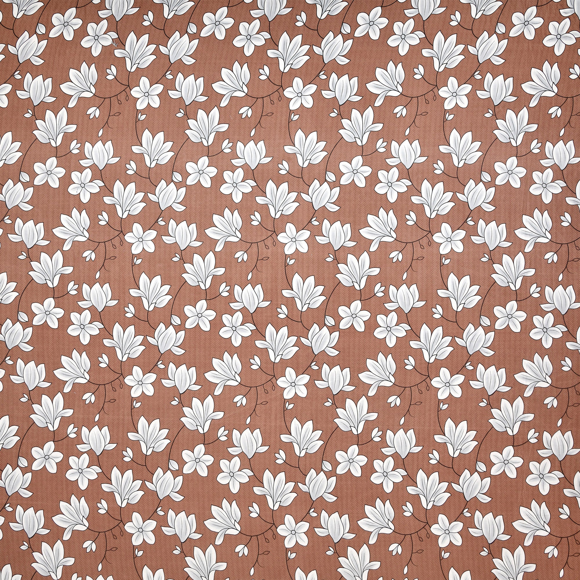 eCraftIndia 250 TC Brown & White Flowers Printed Cotton Double Bedsheet With 2 Pillow Covers 6
