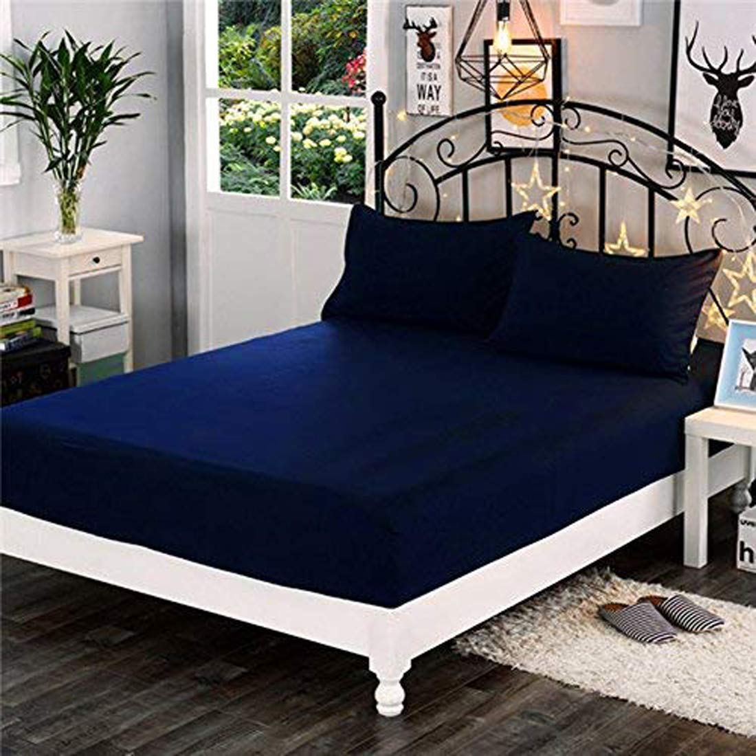 100% Waterproof Terry Cotton Fitted Mattress Protector for King Size Bed (78 x 72 Inch, Blue)