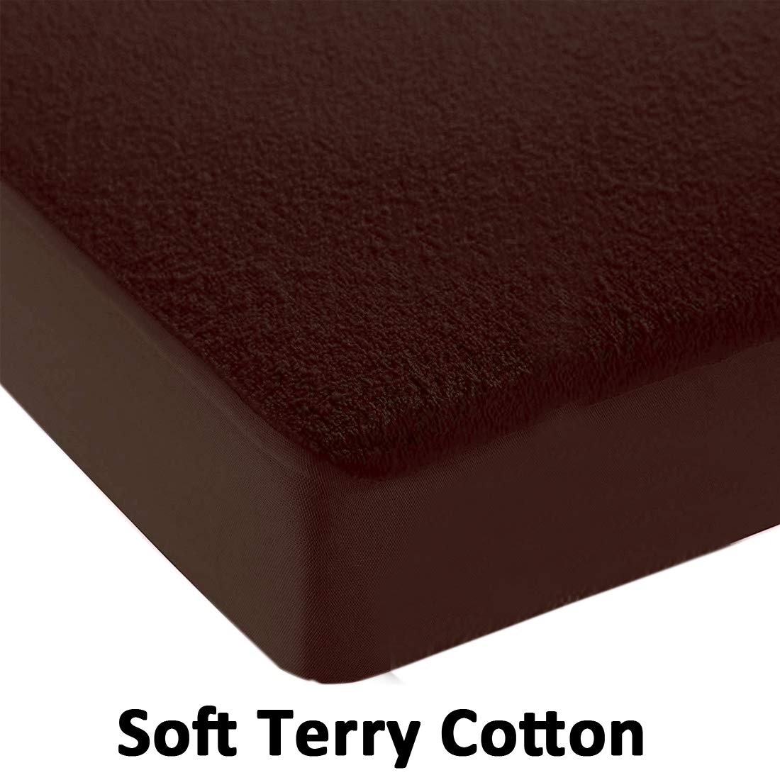 100% Waterproof Terry Cotton Fitted Mattress Protector for King Size Bed (78 x 72 Inch, Brown) 2