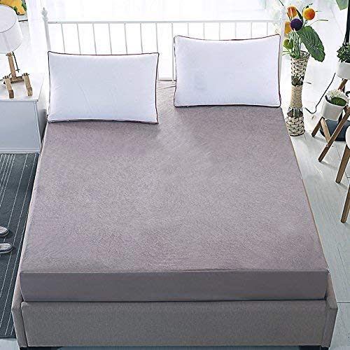 100% Waterproof Terry Cotton Fitted Mattress Protector for King Size Bed (78 x 72 Inch, Grey)