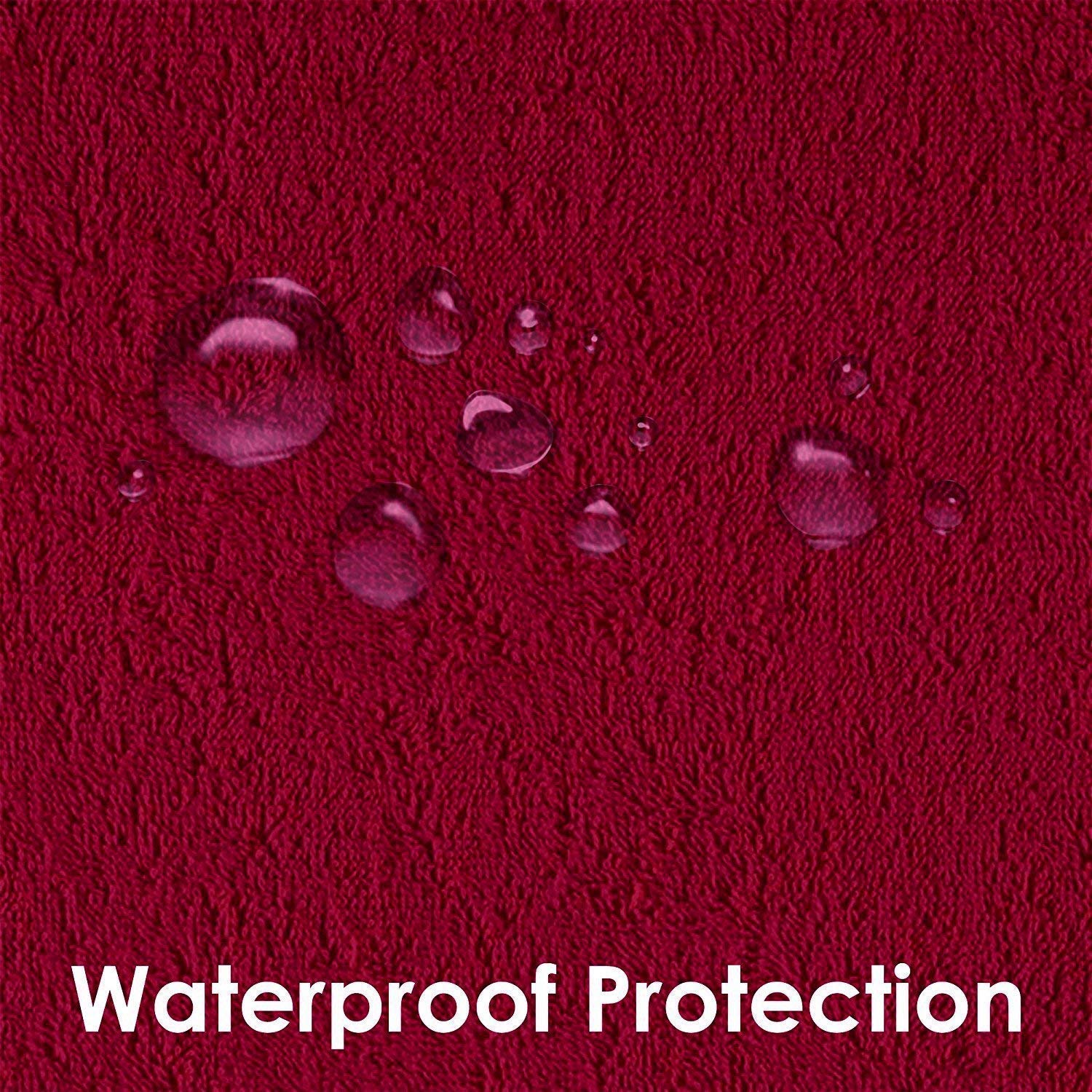 100% Waterproof Terry Cotton Fitted Mattress Protector for King Size Bed (78 x 72 Inch, Maroon) 1