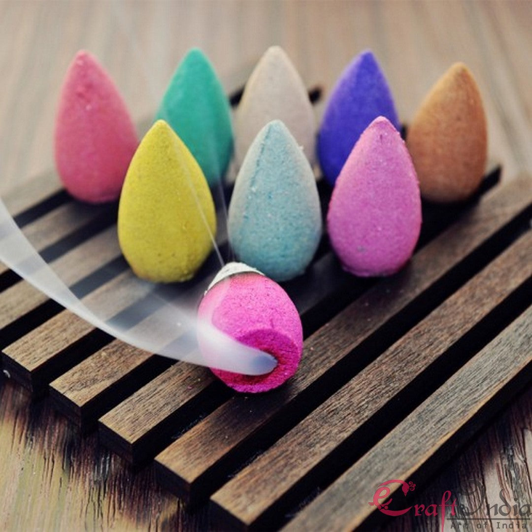 Multicolor Pack of 30 Backflow Incense Cones in Rose, Jasmine and Lavender Scent for Backflow Incense Burners