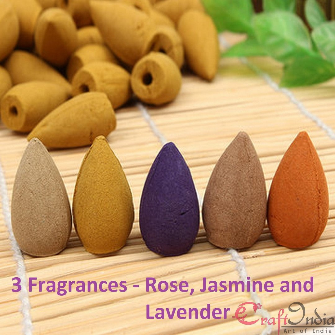 Multicolor Pack of 30 Backflow Incense Cones in Rose, Jasmine and Lavender Scent for Backflow Incense Burners 3