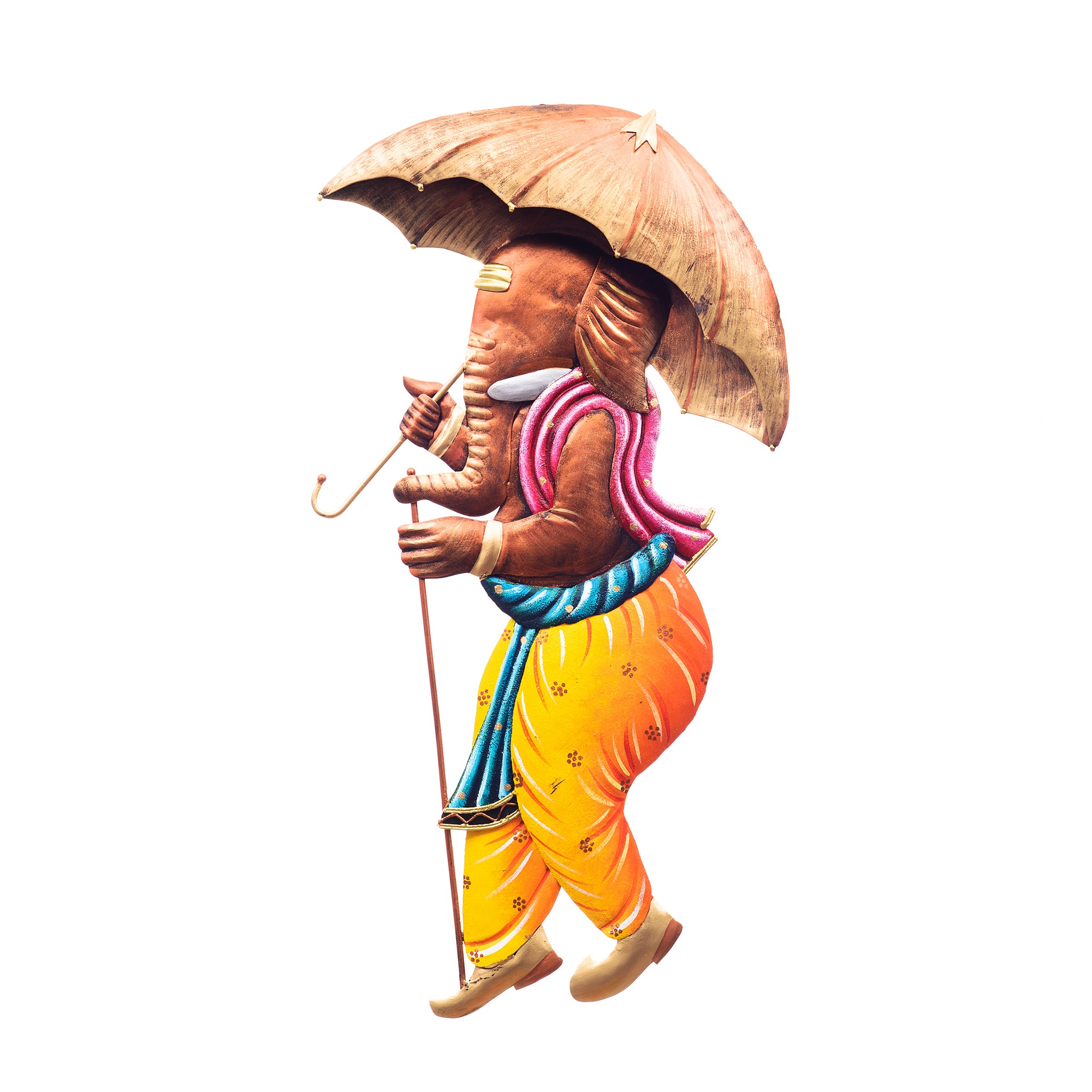 Wrought Iron Umbrella Ganesha Wall Hanging Decorative Showpiece 1
