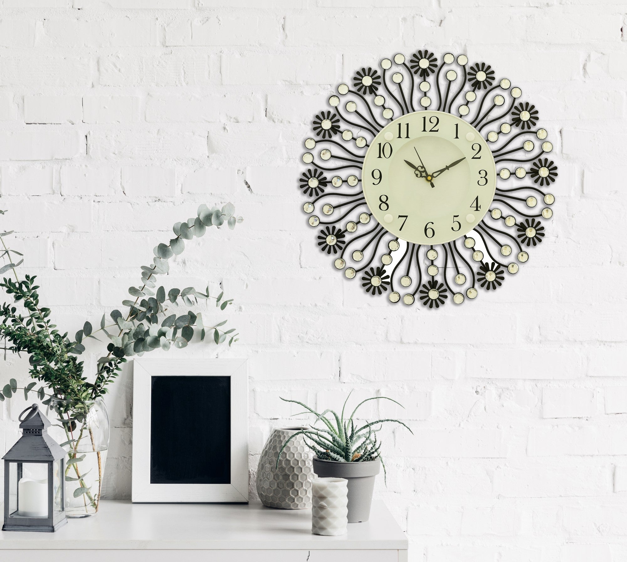 Diamond Series Iron Flower Designer Wall Clock 1