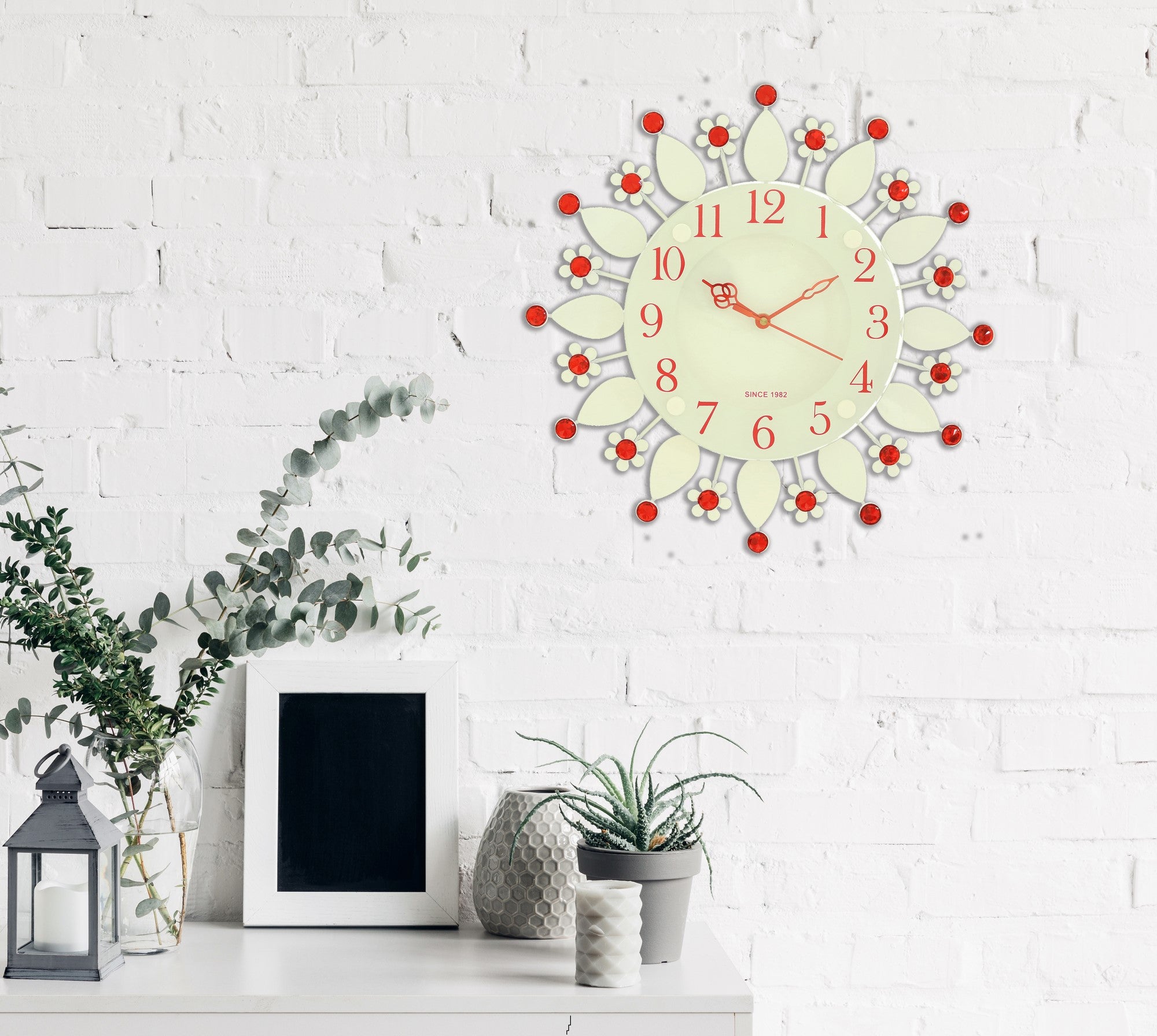 Diamond Series Iron Flower Designer Wall Clock 1