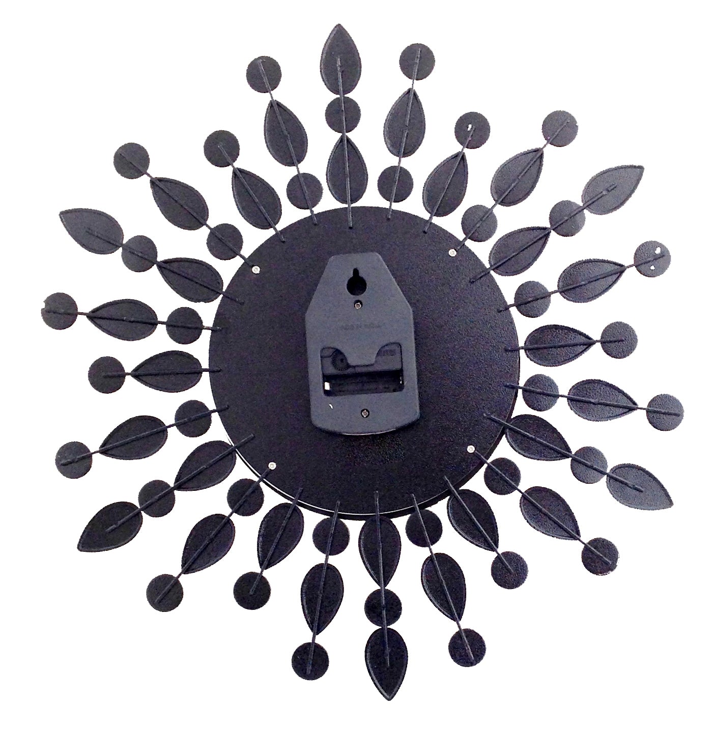 Black and White Diamond Series Flower Design Iron Wall Clock 3