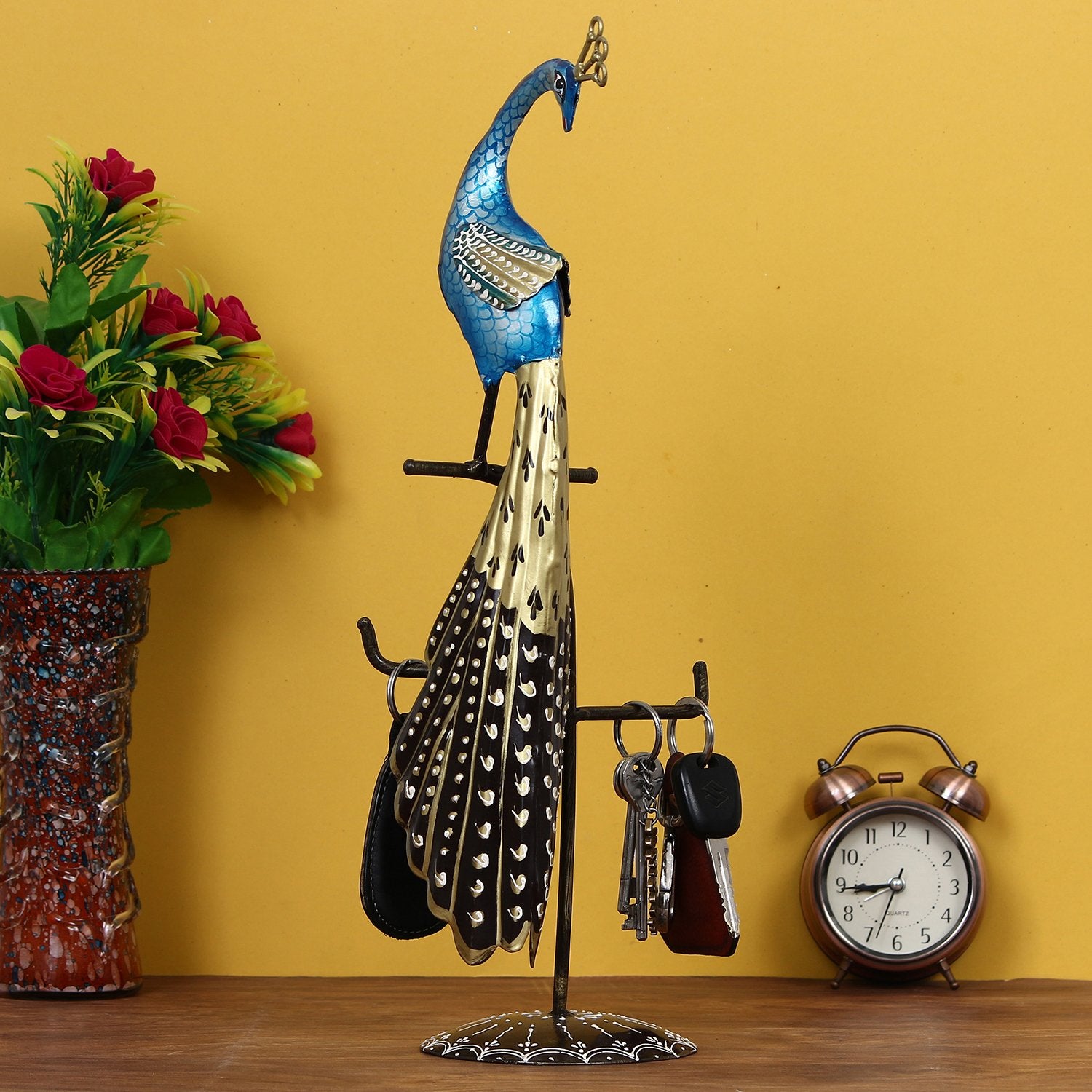 Colorful Peacock Handcrafted Iron Decorative Showpiece
